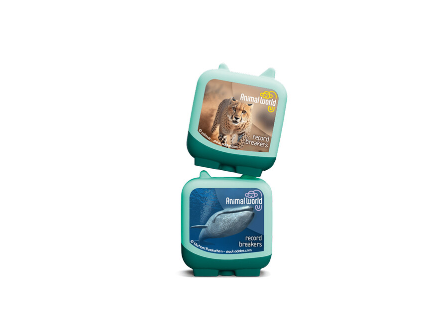 animal world cheetah en blauwe walvis clever tonies - set van 2
