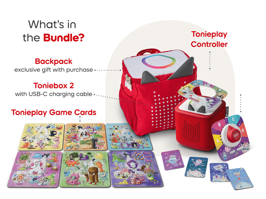toniebox 2 tonies originals game bundle - sunset red